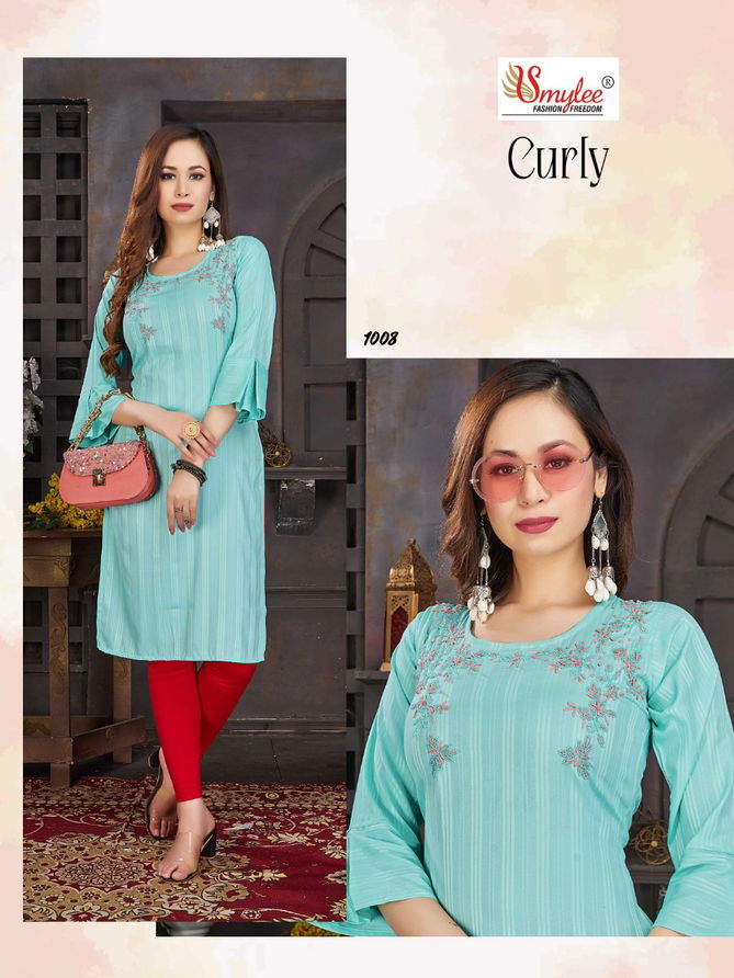 Curly By Rung Rayon Designer Kurtis Catalog